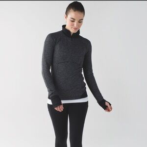 Lululemon Runderful 1/2 Zip Mini Check Pique Heathered Black Size 4
